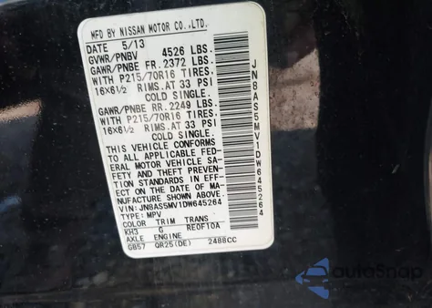 2013 Nissan Rogue S from USA, damaged, VIN JN8AS5MV1DW645264